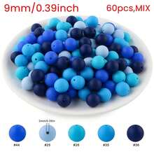 60个15mm/12mm/9mm硅胶珠组合，有黑色、红色、蓝色、粉色、黄色、绿色、橙色、棕色、紫色等组合可选，适用于手工DIY制作、钥匙扣配件等 - 彩色 - 查看 38