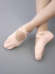 Zapatillas de ballet de lona elástica con forro interior - Apoyo y comodidad perfectos para bailarines profesionales en ballet, jazz, lírico, danza contemporánea y yoga de flexibilidad - Rosa Pálido - Ver 2
