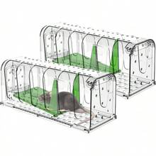 GuDoQi Trampa para Ratones, Juego de 2, Trampas Ratas para Interiores Sin Matar, Reutilizable, Fácil de Limpiar y Instalar, para Cocina, Jardín, Hogar, Oficinas, Campos, Verde - Verde - Ver 9