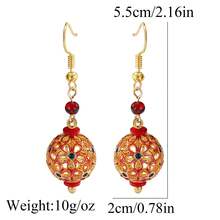 FANYINAN Brincos femininos esféricos e elegantes, vazados em esmalte vermelho e dourado, de inspiração chinesa, onde o artesanato tradicional encontra o design contemporâneo, iluminando o charme oriental.