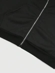 男士连帽夹克，带面罩，拉法帽式防护设计，秋冬季户外骑行跑步运动外套，侧边口袋方便实用，宽松版型 - 黑色 - 查看 7