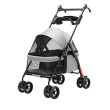 Carrito Plegable para Perros – Ideal para Veterinario, Viajes o Paseos – Con Correa Interna y Bolsillos Laterales Pet Stroller para Gatos y Perros – Diseño Plegable, con Redes de Ventilación y Manija Ergonómica – Muy Cómodo - Gris - Ver 1
