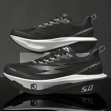 Carbon Plate Running Shoes Lightweight Cushioning Marathon Wear-Resistant Casual Sports Shoes Unisex Couple Shoes - Black and White - View 7