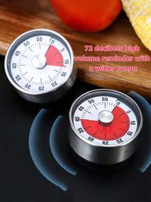 1 st mekanisk timer med magnetisk baksida, kökstimer, matlagningstimer, rund timer i rostfritt stål, matlagningsklocka med 60 minuters nedräkning, inget batteri krävs, påminnelse för kökstidtagning, lämplig för kök, matlagning, gym, klassrum, kontor, restaurang, bakning etc.