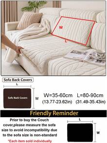 1 pieza Funda de sofá de tela de felpa beige, elástica y no deformante, amigable con la piel y cálida, amigable con las mascotas, protector de sofá lavable a máquina, adecuado para sofá reclinable en forma de L (disponible en varios tamaños), decoración de otoño, decoración de habitación, vuelta al colegio, útiles escolares