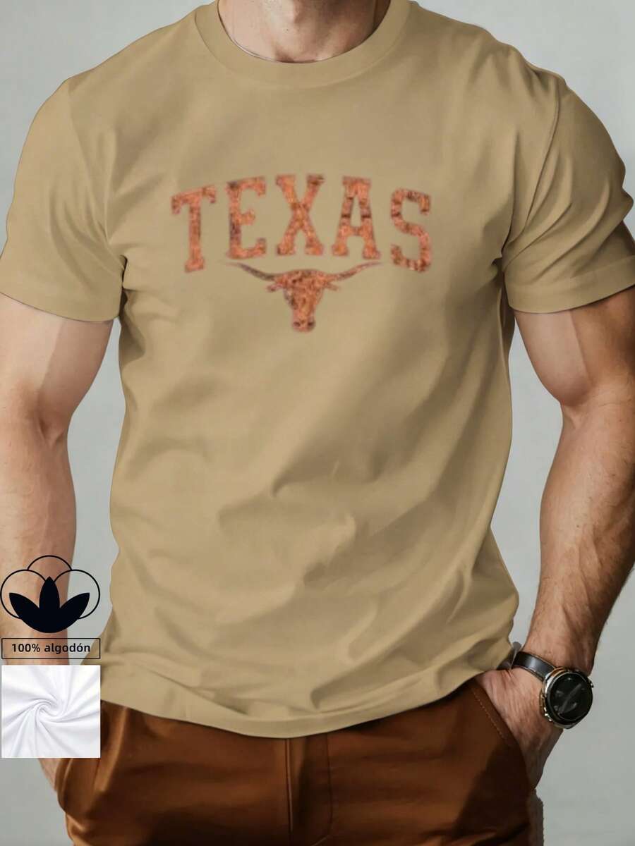 Camiseta 100% algodón para hombres - adecuada para entusiastas del gimnasio y un gran regalo para entusiastas del fitness. Verano, ligero y transpirable, camiseta de manga corta - Caqui - Ver 1