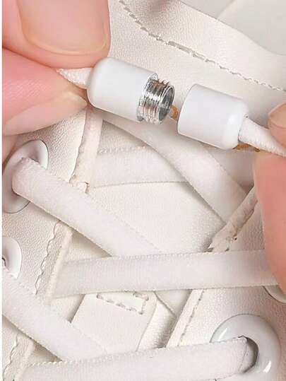 1 par de cordones elásticos sin atar tipo slouchy, unisex, de unicolor con botón tipo cápsula para deslizar, para niños y adultos, negro y blanco