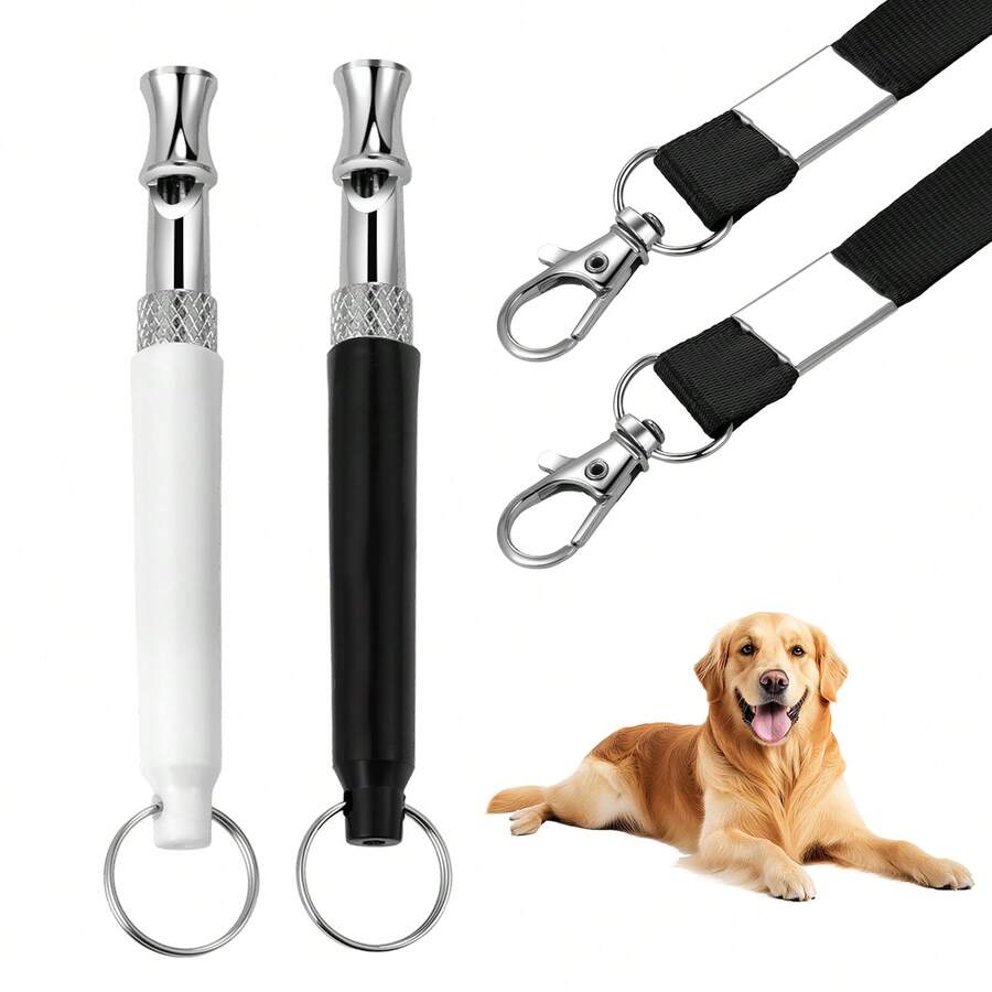 Rofusn 2 Pack Dog Whistle, Dog Whistle To Stop Barking Neighbors Dog, Adjustable Ultrasonic Silent Dog Whistle, Professional Recall Dog Training Whistles, With Lanyard - Đen và trắng - Xem 1