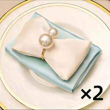1-100 件优质酒店和餐厅餐桌装饰珍珠餐巾环，适用于婚礼、节日餐桌布置