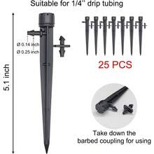 25 Pcs Drip Irrigation Emitters, Adjustable Flow 0 - 18 GPH Irrigation Drippers With , 360 Degree Flow Sprinkler, Micro Sprinkler Garden Patio Lawn Flower Bed - 25 + 360 Degree Flow - View 4