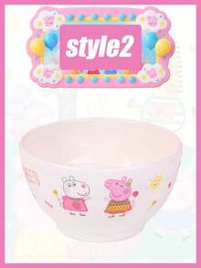 Peppa Pig Household Anti-Drop And Heat-Resistant Plates, Special Bowls For Eating, New Spoons, Compartments Plates, Cups Of Rice, Complete Sets Of Bowls And Spoons - Multicolor - View 5