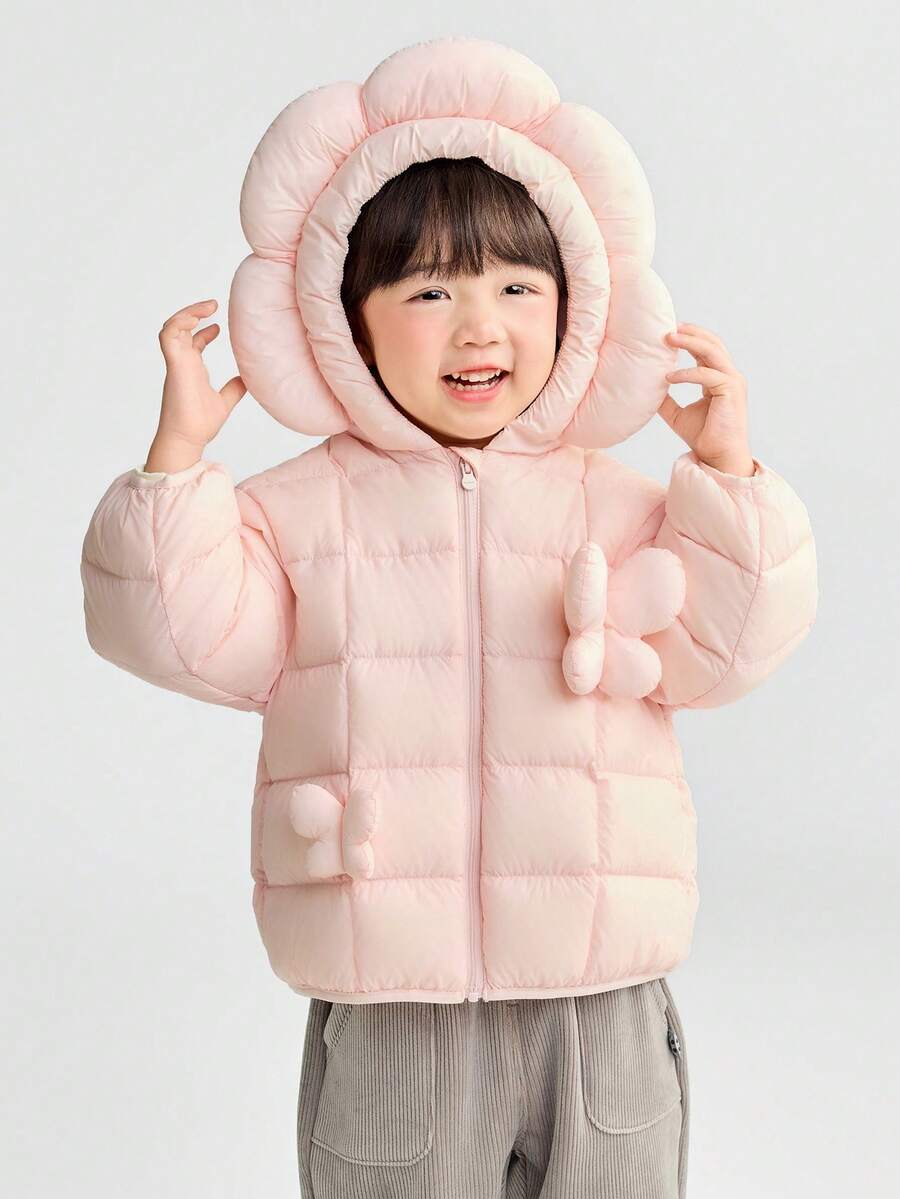 Balabala Jaket Bulu Angsa Musim Dingin 2025 untuk Anak Perempuan, Tahan Air dan Hangat - putih merah - View 1