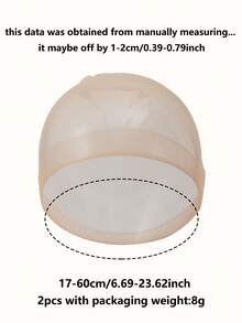 2pcs High Elasticity Wig Caps, Suitable For Everyday Wear - Beige - View 6