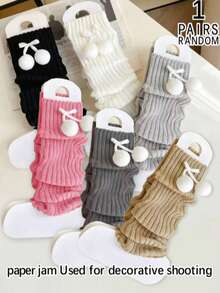 1/2/3/4/5/6 Pairs Women Thick Warm Fashion JK Style Over-The-Knee Leg Warmers, Autumn/Winter (Shipped Without Card)