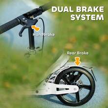 QABA Kids Scooter, Foldable Kick Scooter With 4 Adjustable Heights, Shock Absorption, Double Brakes, Gift For Boys & Girls Ages 6-12 Years, White - 白色 - 查看 5