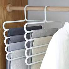5/10pcs White 5-Tier Plastic Hanging Clothes Rack, Dorm Room Essential, Skirt/Pants/Scarf/Tie Hanger, Non-Slip, Space Saving Wardrobe Storage Back-To,Wardrobe Closet Space Saving Organizers Decor, Room Decorations, Decorations, Organizer, Home Storage, White T Shirt Women, Black Pants Women, - White - View 10