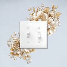 Luxury Gold Floral Switch Stickers, Removable Self-Adhesive Vinyl Decals With Pearls And Rhinestones, Perfect For Adding Elegant And Charming Ambiance To Home Decor - Gold - View 3