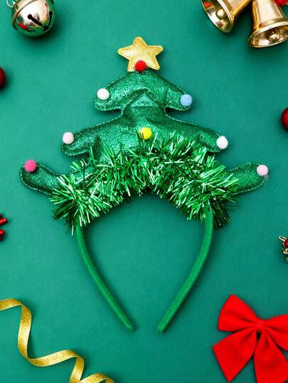 1pc Christmas Headband Decor, Holiday Atmosphere Christmas Tree Headband Accessory