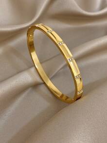 Pulsera única de rama y bambú para mujer, pulsera delgada de lujo con circonita, pulsera apilable de acero inoxidable dorado para fiesta, Día de la Madre, vacaciones, temporada de bodas, festivales de música, San Valentín, Navidad - Multicolor - Ver 13