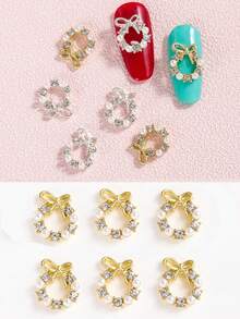 12 sztuk/worek Super Błyszcząca Girlanda z Kryształków Ze Stopu, Ozdoba do Paznokci DIY, Złoto Srebro Mieszane Opakowanie, Kokardka z Kryształków Perłowych, Gotowy Produkt, Gorąca Dziewczyna Y2K Punk Style Japoński I Koreański Styl Kobiety Dziewczyna Biżuteria do Paznokci Piękno Dekoracja DIY Dekoracja Etui na Telefon Komórkowy DIY Do Codziennego Użytku Na Festiwal