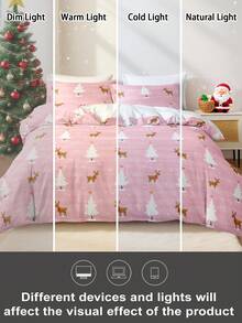 3pcs/Set Christmas Reindeer Christmas Tree Print Duvet Cover Set(1 Duvet Cover & 2 Pillowcase)Soft And Skin-Friendly Duvet Cover Bedding Set For Home, All Season Bed Sheets Set Christmas Gift - Multicolor - View 8