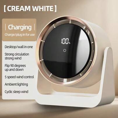 Ventilador de escritorio pequeño S400 Turbo de 100 velocidades, de alta velocidad, con pantalla digital USB y montaje en pared, para circulación de aire eléctrica