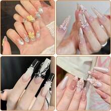 3 Pcs 3D Flowers Nail Mold Silicone Nail Molds Flowers Nail Charm Molds Hawaii Floral Nail Stencils Reusable Manicure Carved Template Blossom Nail Mold Carving Mould For Salon Home DIY Manicure - 白色 - 查看 4