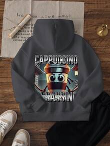1pc Young Boy Casual Printed Sweatshirt, Inspirational Hooded Pullover For Future Leaders, Autumn/Winter - Dark Grey - View 2