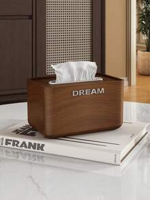 1-Piece Desktop Tissue Box Cover, Plastic Tissue Dispenser, Wood-Grain Imitation Desktop Tissue Box, Desktop Tissue Holder, Suitable For Bathroom, Living Room, Bedroom - Home Decor Accessories