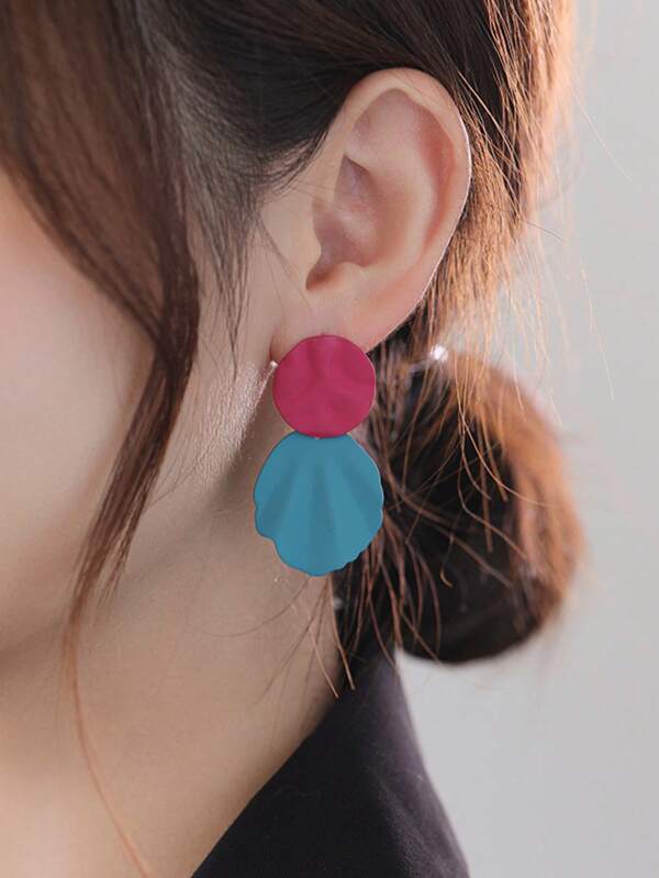 1 Pair Minimalist Vintage Copper Tone Asymmetric Earrings, Suitable For Women Casual, Party, Daily Wear