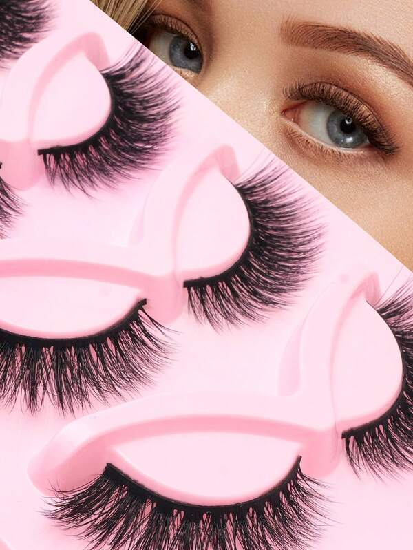 5 paires de faux cils en fourrure de vison moelleux, cils faux fins, cils faux épais, cils faux bouclés, faux cils 3D au look naturel, convenant pour les festivals, les fêtes, les vacances, Halloween, Noël