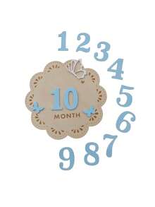 Calendário de fotos floral em madeira, moldura para fotos de marcos importantes, acessório para registrar o crescimento do bebê em aniversários. - Multicolorido - Ver 10
