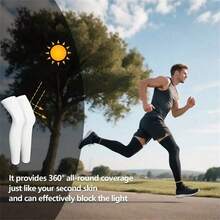 1 Pair Men'S Sports Compression Leg Sleeves, Breathable Cooling Ice Fabric, Solid Color, Machine Washable, Suitable For Cycling, Hiking, Basketball, Football - Summer Outdoor Sports Gear