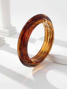 1 Pc America European Resin Cuff Bangle , Women Fashionable Fall Season Tortoise Color Acrylic Bracelets Set , Stacked Arm Bands , Minimalist Design Jewelry Suitable For Daily Wear