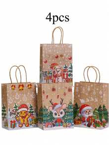 4/12/18/30 buc Pungi de cadouri din hârtie kraft de Crăciun, Ambalaj cadouri de Crăciun, Pungi de cadouri pentru petrecere de Crăciun, Ambalaje cadouri de Crăciun, Pungi tote de Crăciun, Decorațiuni de Crăciun, Pungi de cumpărături de Crăciun. Pungi de ambalare cadouri de Crăciun, Pungi de hârtie kraft, Pungi de cumpărături pentru mall, Moș Crăciun, Brad de Crăciun, Reni, Fulg de zăpadă, Pungi de hârtie kraft imprimate cu elemente de Crăciun cu omuleț de turtă dulce, Crăciun 2026