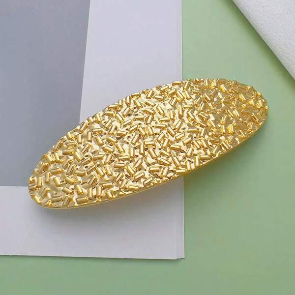 مشبك شعر معدني بيضاوي فرنسي قطعة واحدة، مشبك شعر نسائي عصري، مشبك شعر بسيط مضاد للانزلاق، مشبك شعر نابض، مناسب جدًا للشعر الطويل/القصير/المجعد/الموجي، إكسسوار شعر معدني، إكسسوار شعر عصري، إكسسوار شعر زخرفي، مشابك شعر