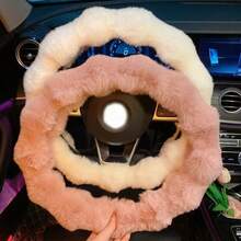 Winter Warm Plush Steering Wheel Cover, Soft As Wool Car Steering Wheel Cover, Unisex (Light Gray/Beige), Pink Plush Steering Wheel Cover - Soft Anti-Slip, Universal Car Steering Wheel Protector, Fashionable & Comfortable Grip, Car Interior Accessories - Multicolor - View 3