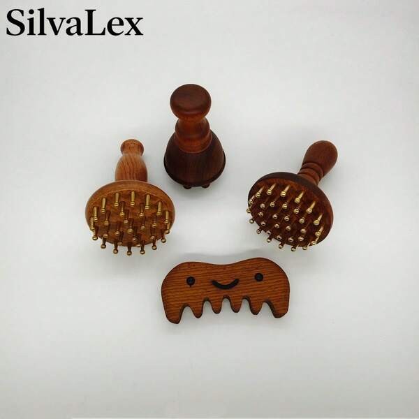 SilvaLex Holz-Massagetool, Ganzkörper-Massagegerät, Handmassagegerät, Beinmassagegerät, Schultermassagegerät, Schulter- & Nacken-Massagetool, Gesichtsmassagetool, Rückenmassagegerät, Taillen-Massagegerät, Ganzkörper-Muskelmassage