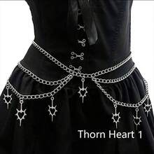 Punk Goth Steam Punk Five-Pointed Star Waist Chain, JK Accessory Skirt Chain, Subculture Waist Belt, Y2K - Siiver - 查看 1