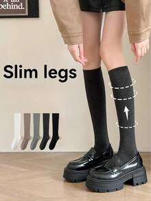 2 قطعة/10 قطع جوارب طويلة للنساء، جوارب ضاغطة للساق، جوارب بدون غرز، لون أحادي، بطراز مدرسي، قابلة للتنفس، ناعمة ومريحة، مناسبة للارتداء اليومي، التمارين الرياضية، المكتب، جميع المواسم والمناسبات [ملاحظة: الكمية لكل قطعة]