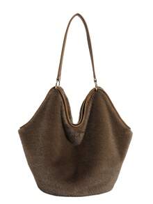 Plush Faux Fur Leopard Print Handbag,Y2K Furry Fur Purse,Chain Fuzzy Strap Cheetah Print Shoulder Tote Bag For Women Gift