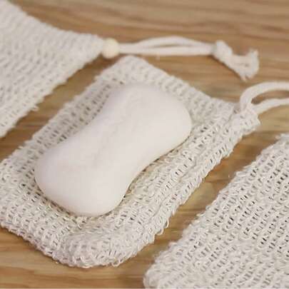 5 Stücke/10 Stücke Gesichtsreinigungsschaumnetze - Natürliches Material, weich, atmungsaktiv, wiederverwendbar, tragbare Seifentasche, Baumwollseifentasche, geeignet für Bad, Schönheit Zuhause und Reisen