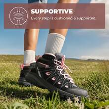 Women Hiking Boots Waterproof Suede Ankle Boots Lace-Up Slip-Resistant Outdoor Trekking Camping Trail Hiking Boot Shoes - 黑色 - 查看 6