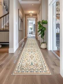 1pc Beige Rugs,Floral Style,Runner Rug,Faux Cashmere Jelly Base 1000g/M² Washable And Machine Washable,Home Decor, Living Room,Kitchens,Passage, Bedroom, Dining Room, Office, All Seasons - Beige - View 17