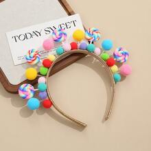 1Pcs Of "Mini Lollipop Hair Hoop" - Sweet And Lovely Candies Christmas Hair Accessory, Cute Party Photo Prop, Dreamy Holiday Outfit For Little Princesses - 款式二-金色 - 查看 2