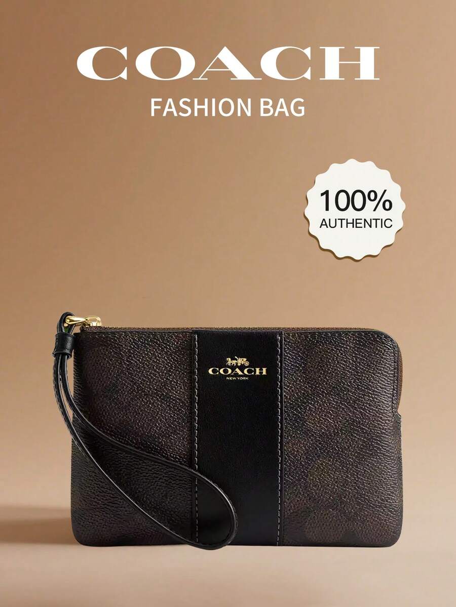 Coach Women's Corner Zipper Wristlet, Compact Clutch Bag With Wrist Strap, Large Capacity, CW854 IMXAQ