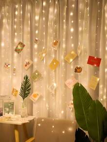 1 Stück rosa Kupferdraht Vorhang Lampe, Party Dekoration, Mädchenzimmer, Schlafzimmer Wanddekoration, Feenvorhang Lichter, LED Vorhang Lichterkette mit Fernbedienung, 300/200/100 LED Heim Dekorations Lichterkette [8 Modi & wasserdicht]