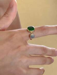 1pc Fashion Simple Elegant Design Candy Color Glaze Adjustable Open Ring, Versatile For Ladies Daily Wearing, Party Accessory, Gift - Yellow Gold - View 9