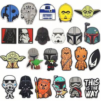 23pcs Star Wars Theme Shoe Charms Set, PVC Shoe Decorations For Beach Bag, Shoe Accessories Charms, Gift Idea For Birthday Christmas Valentine's Day Halloween Party Favors