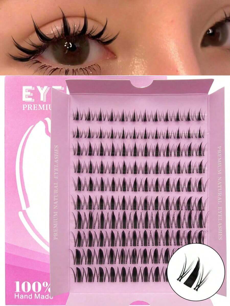 120 Pcs D Curl Fairy Lash Clusters 10-18mm Cartoon Lash Clusters D Curl DIY Eyelash Extension Moist Outward Point Anime Lashes Individual False Lash Cluster With Ultra Thin Invisible Lash Band For Manga Lash Look Lash Clusters, Eyelash Clusters, Individual Eyelashes, Lashes, Fake Lashes - màu đen - Xem 1